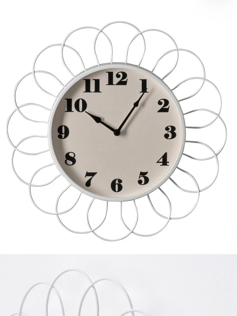 White Floral Metal Wall Clock - IKEA